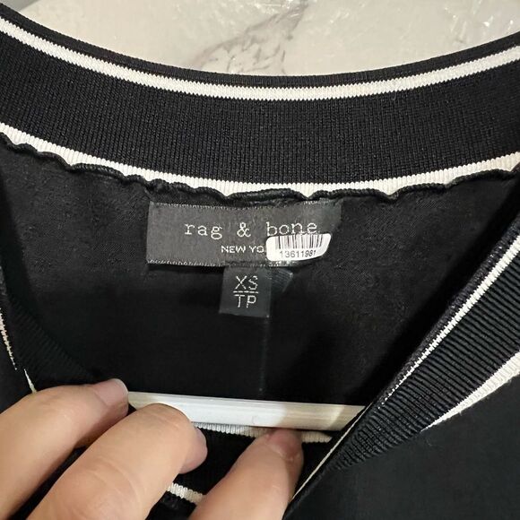 NEW Rag & bone Thatch Dress Size XS Short Sleeves Black White Edges High Low - Picture 7 of 9